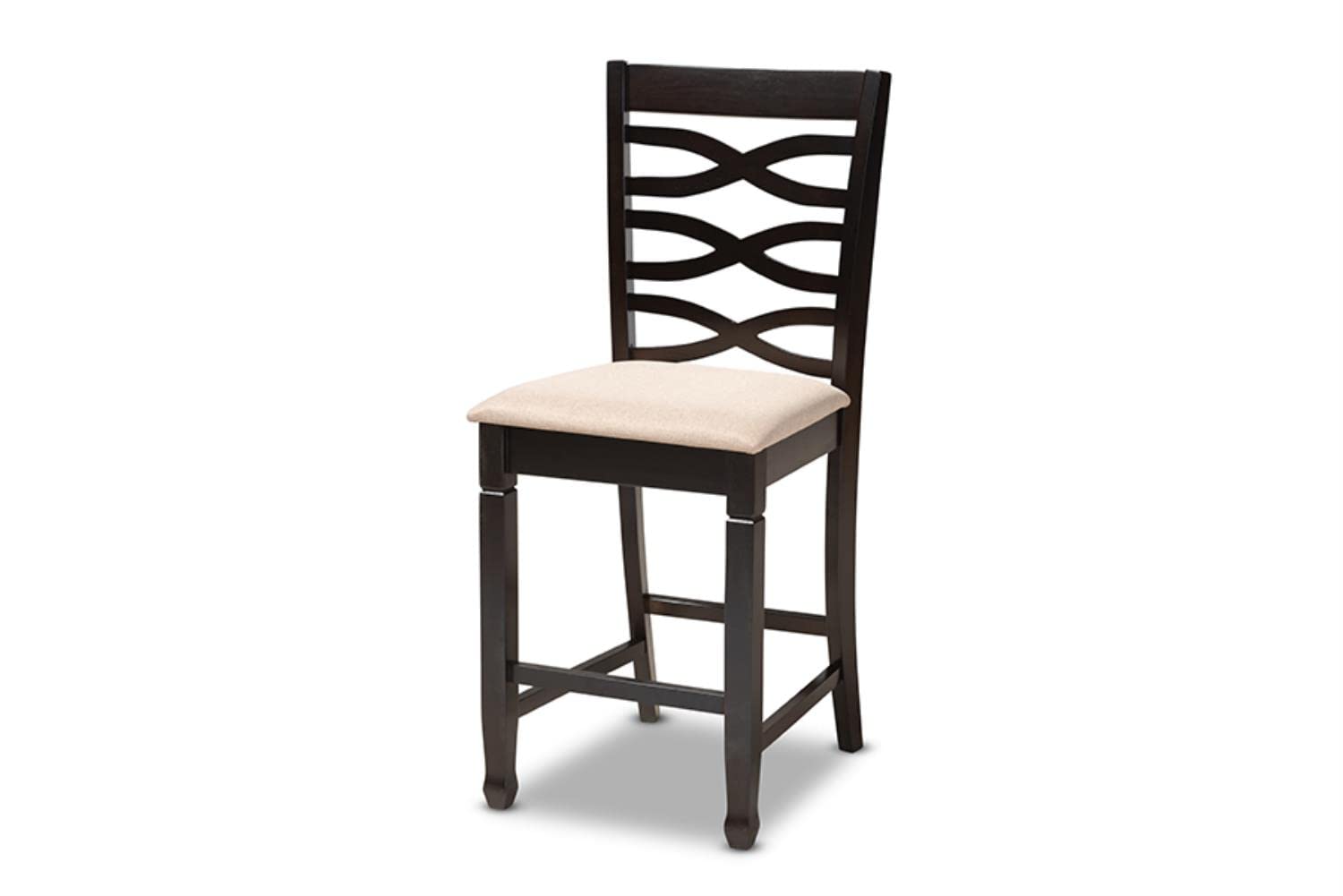 Baxton Studio Lanier Modern and Contemporary Sand Fabric Upholstered Espresso Brown Finished 5-Piece Wood Pub Set